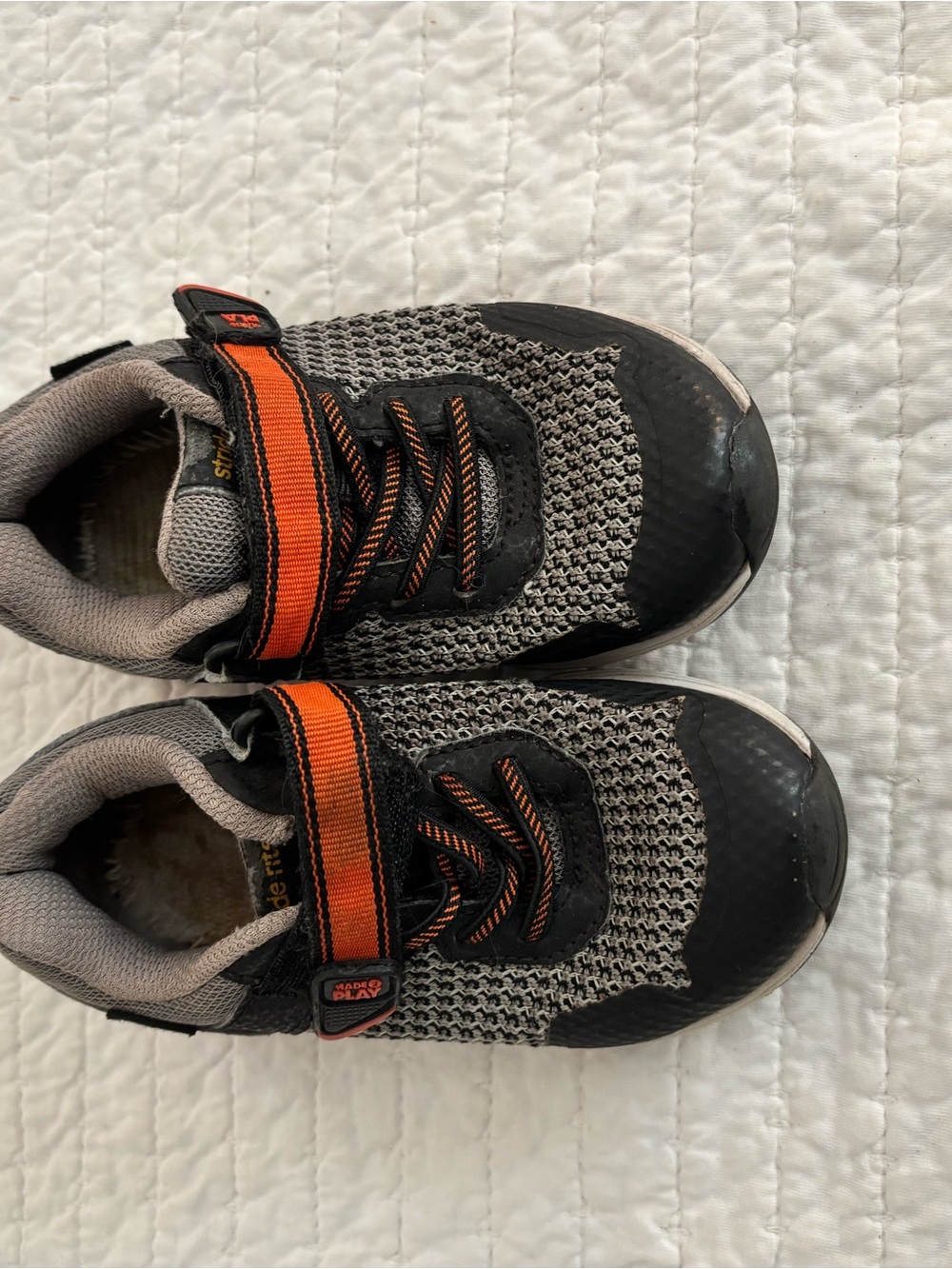 Stride Rite Gray Knit Sneakers with Orange Accents